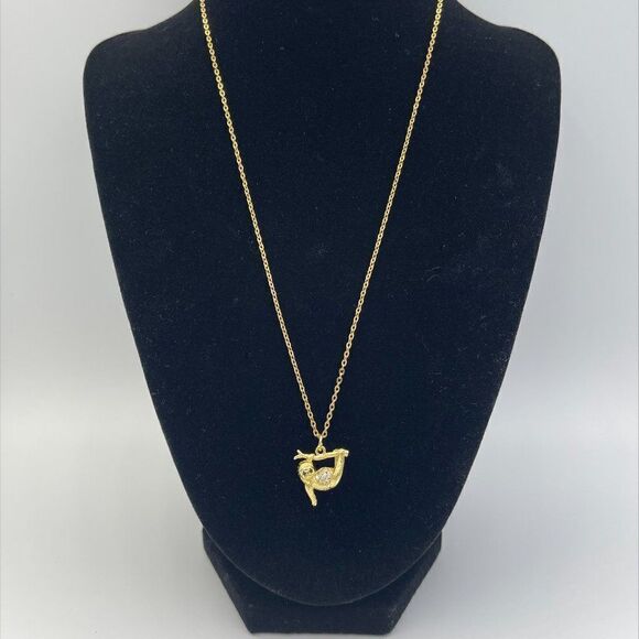 New, no tags, gold chain necklace, 20 inches, tiny sloth charm with bling - Picture 2 of 16